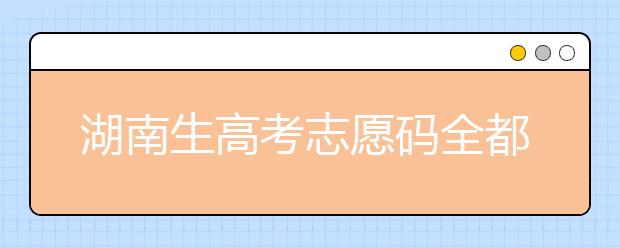 湖南生高考志愿碼全都在這，快來看看吧！